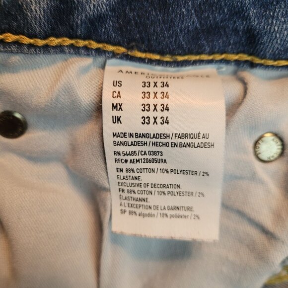 American Eagle Jeans Size 33x34 Measures 33x32 Flex Original Boot Medium Light - Picture 6 of 11
